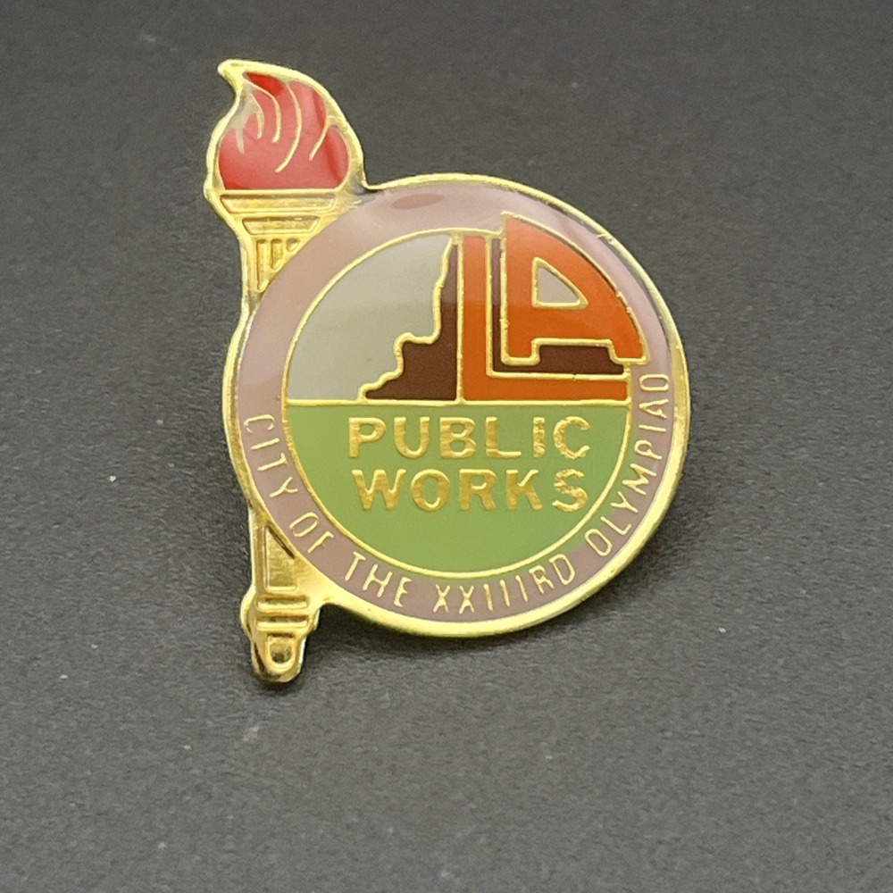 1984 Los Angeles Olympics Summer Games LA Public Works Department Lapel‎ Hat Pin